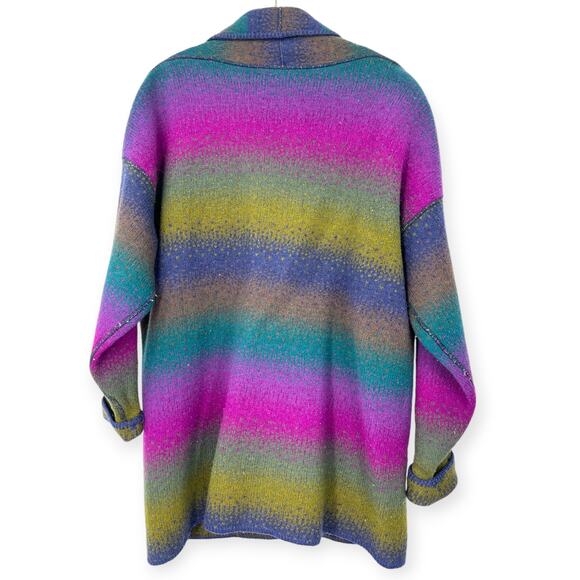 Vintage 90's Early Winters | M 100% Wool Oversized Knit Cardigan Sweater Jacket - Picture 3 of 4